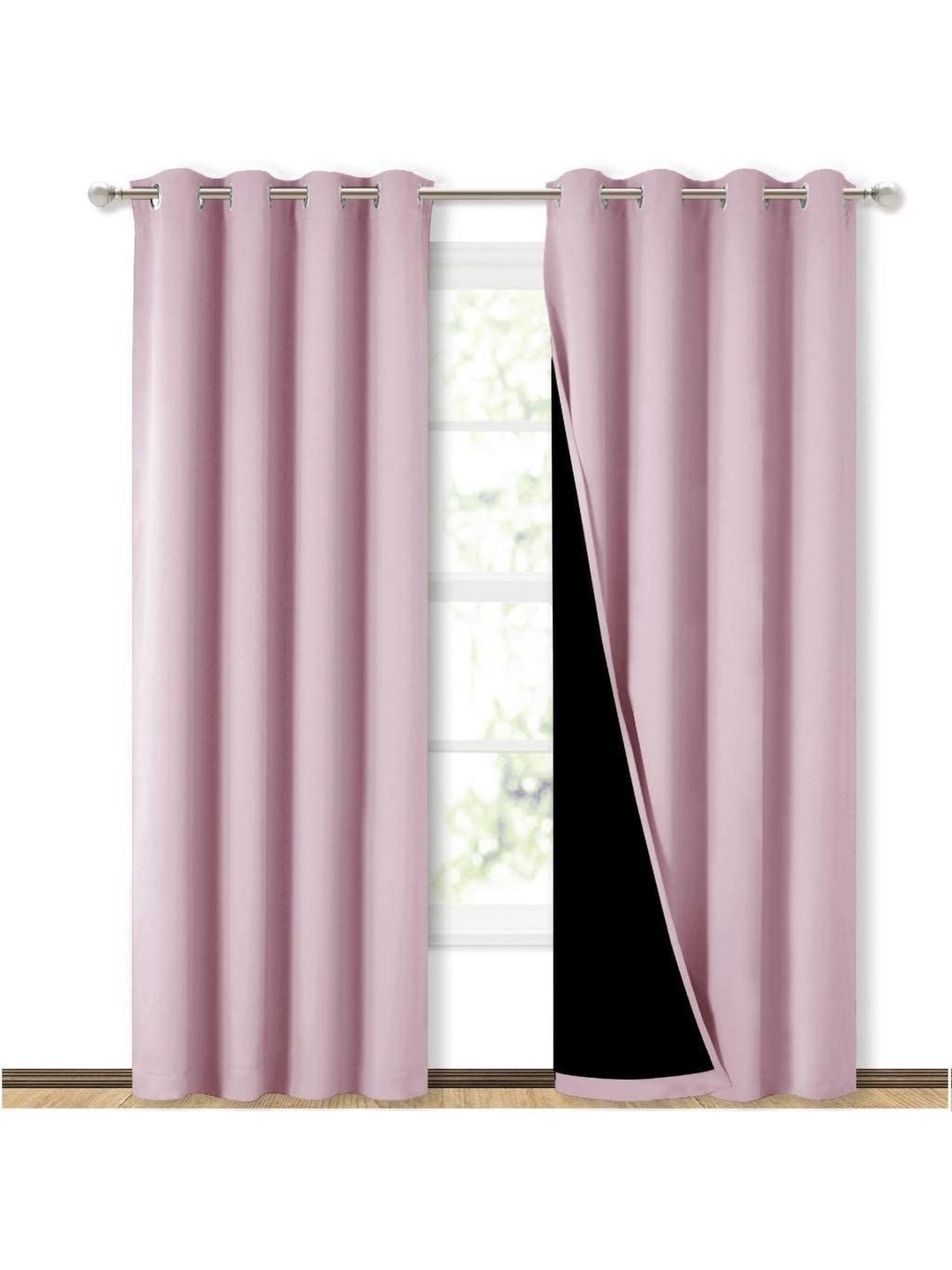 

BFAM Black & Pink Black Out Long Door Curtain