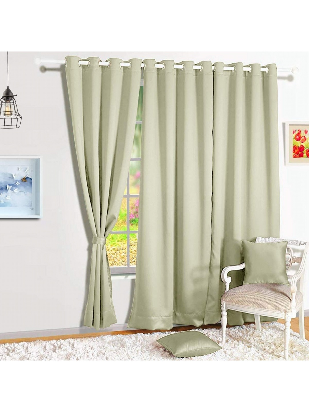 

BFAM Green Black Out Long Door Curtain