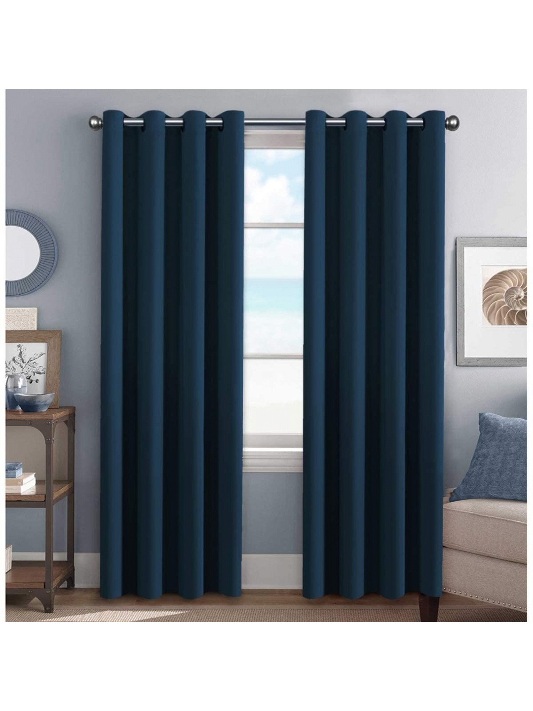 

BFAM Blue Black Out Window Curtain