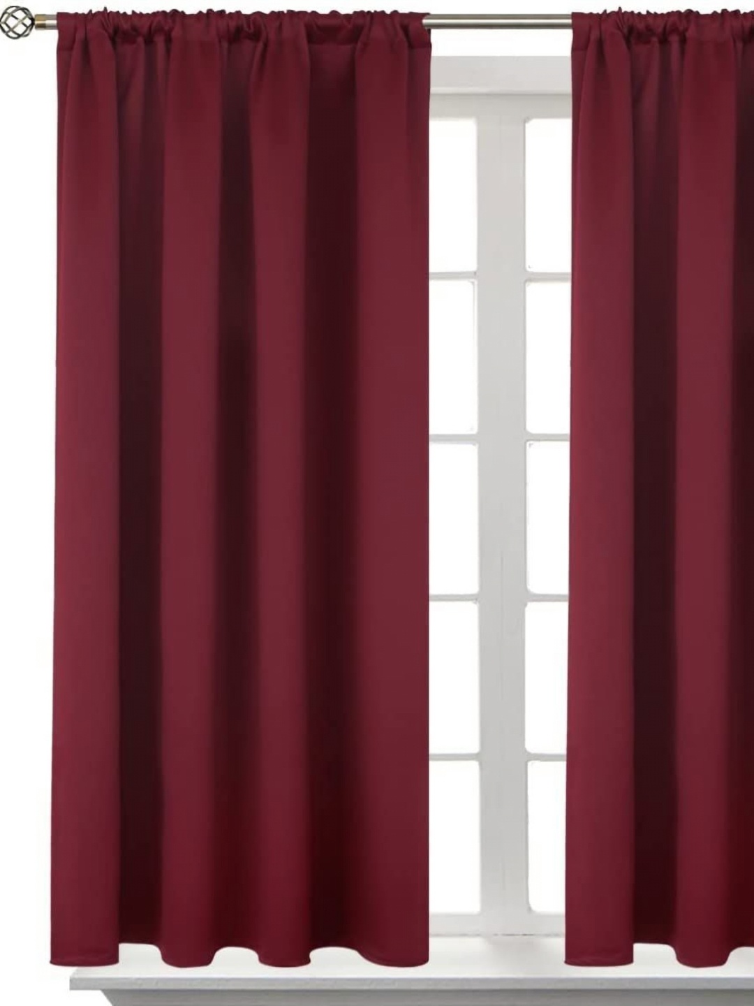 

BFAM Red & Black Sheer Long Door Curtain