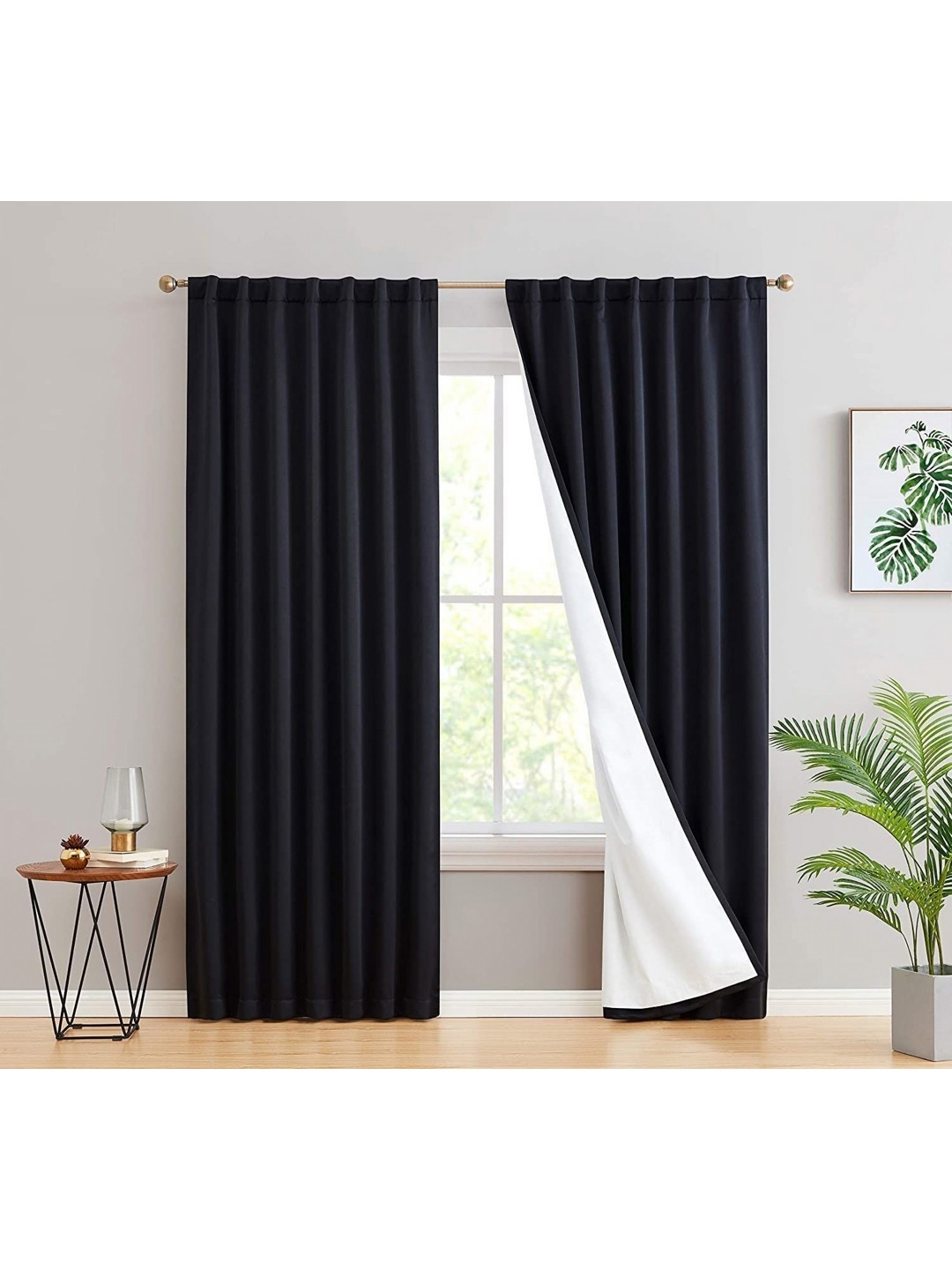 

BFAM Black Black Out Long Door Curtain