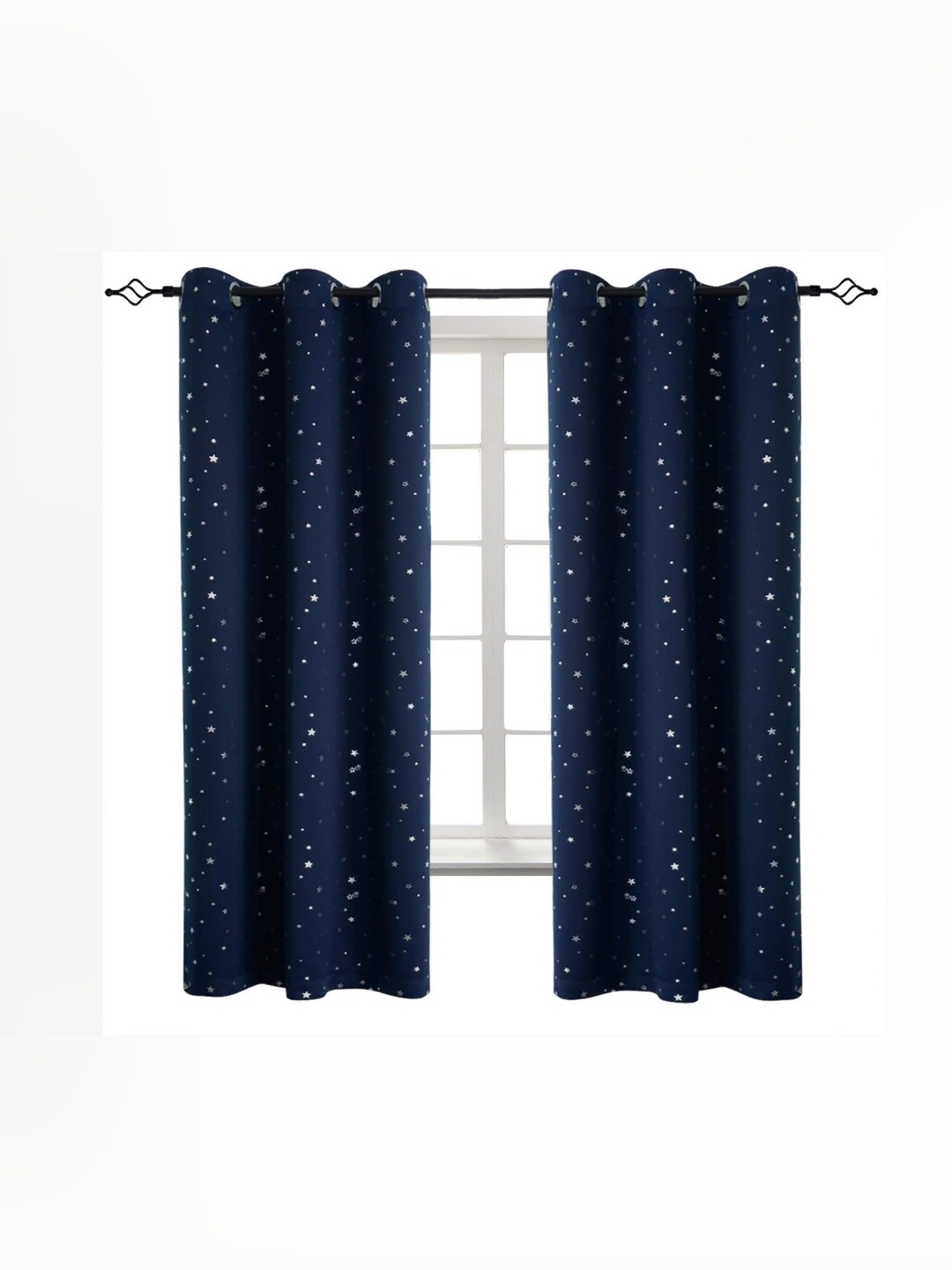 

BFAM Blue & White Quirky Printed Black Out Door Curtain