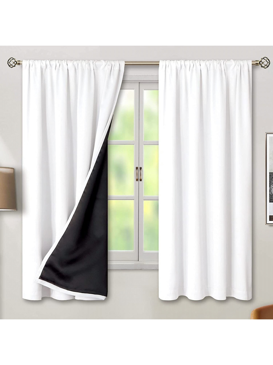 

BFAM White Black Out Window Curtain