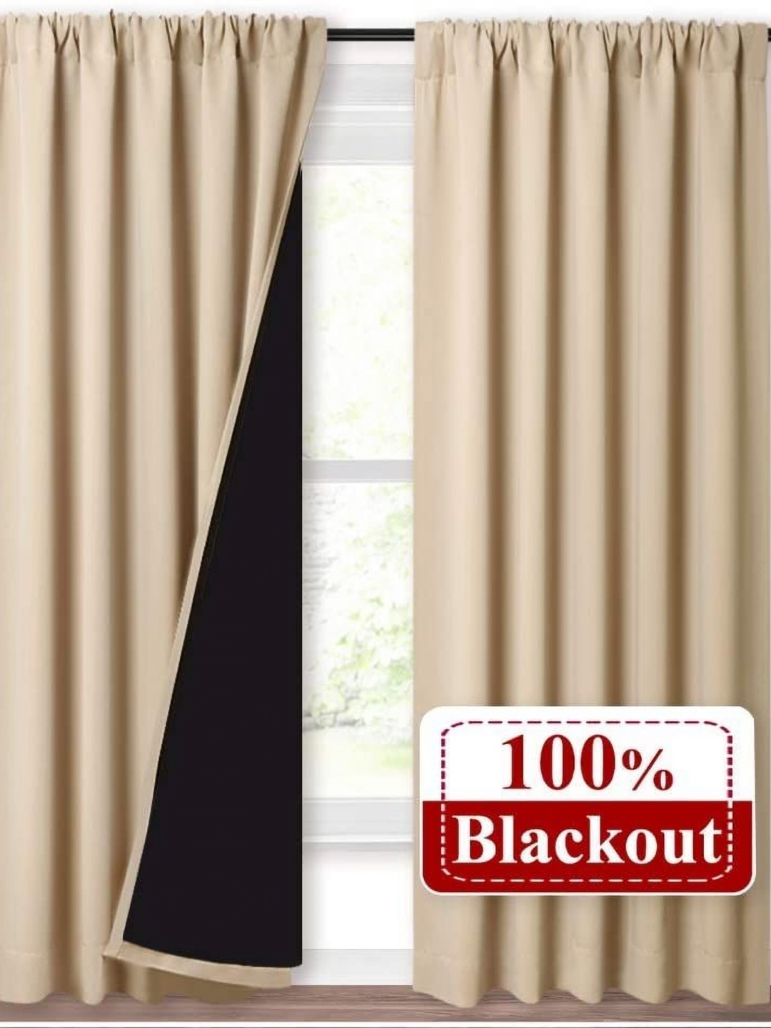 

BFAM Beige Black Out Door Curtain