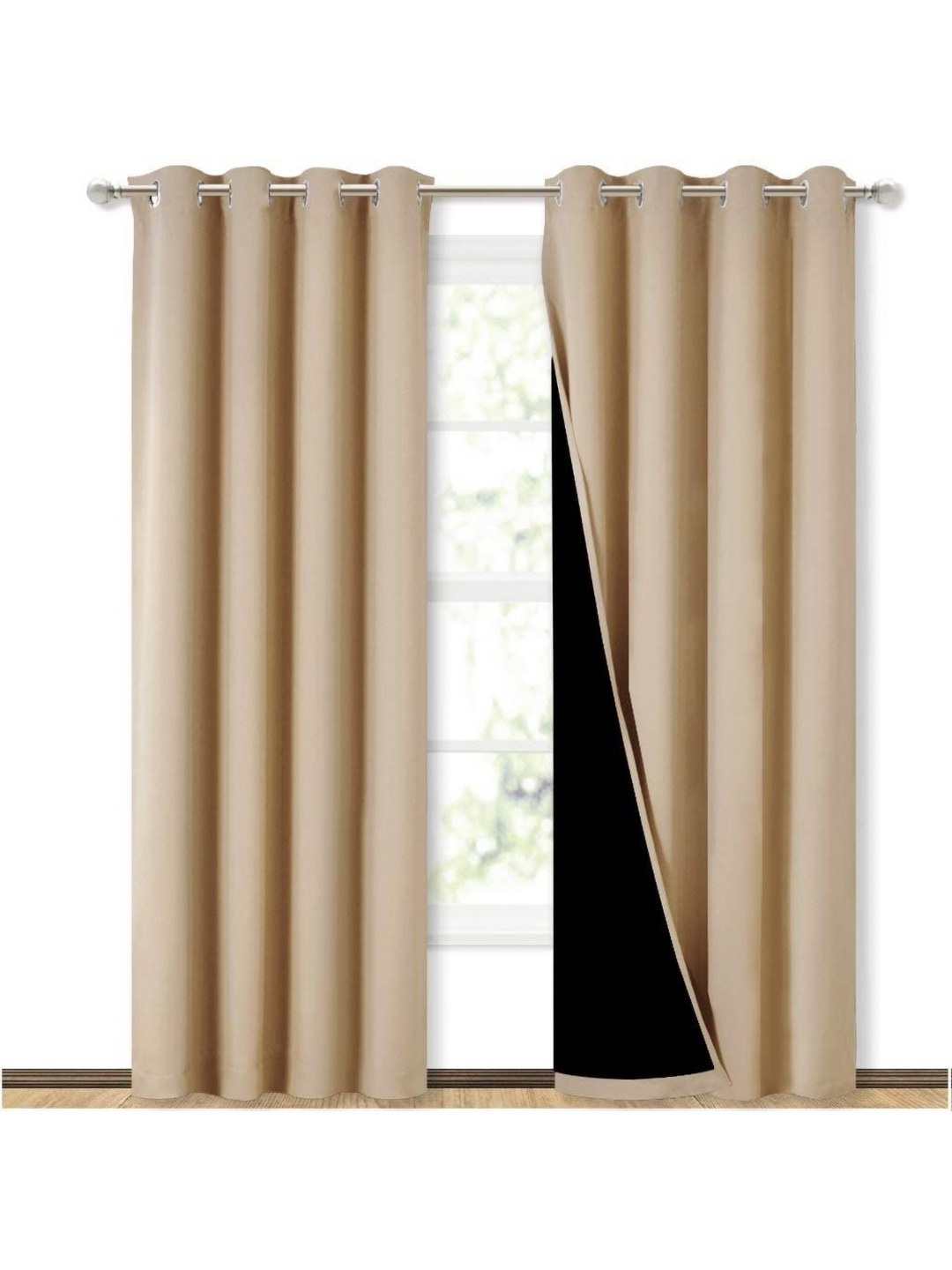 

BFAM Beige & Black Black Out Window Curtain