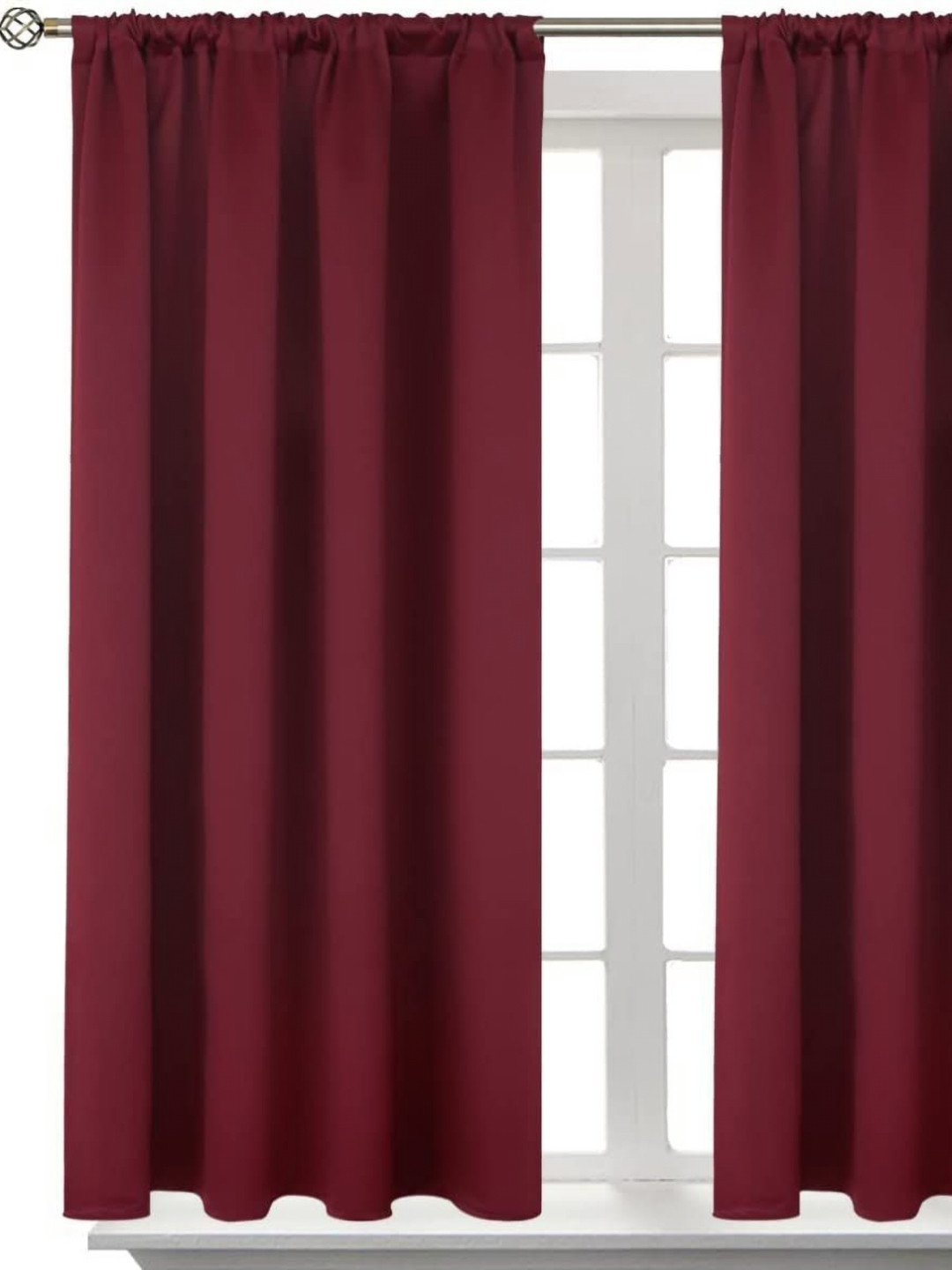 

BFAM Maroon 2 Pieces Black Out Window Curtain