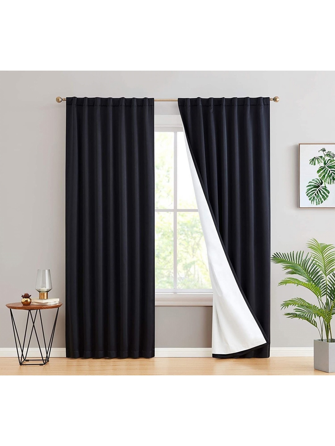 

BFAM Black Rod Pocket Window Curtain