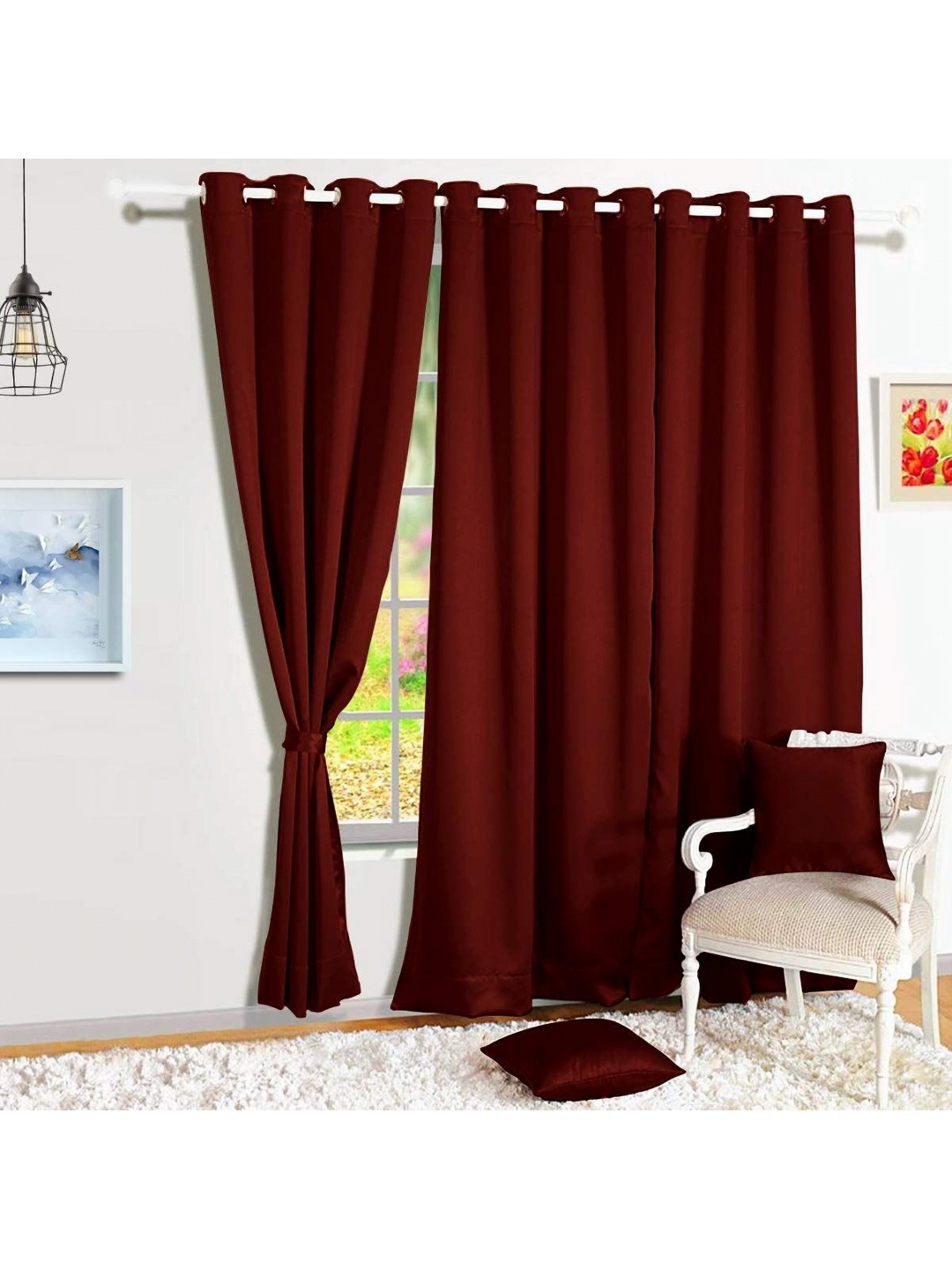 

BFAM Maroon Black Out Window Curtains