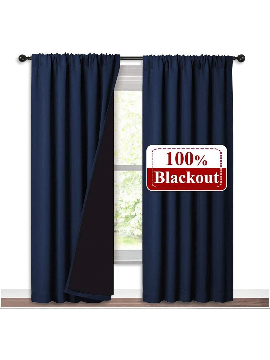 

BFAM Blue Black Out Long Door Curtain