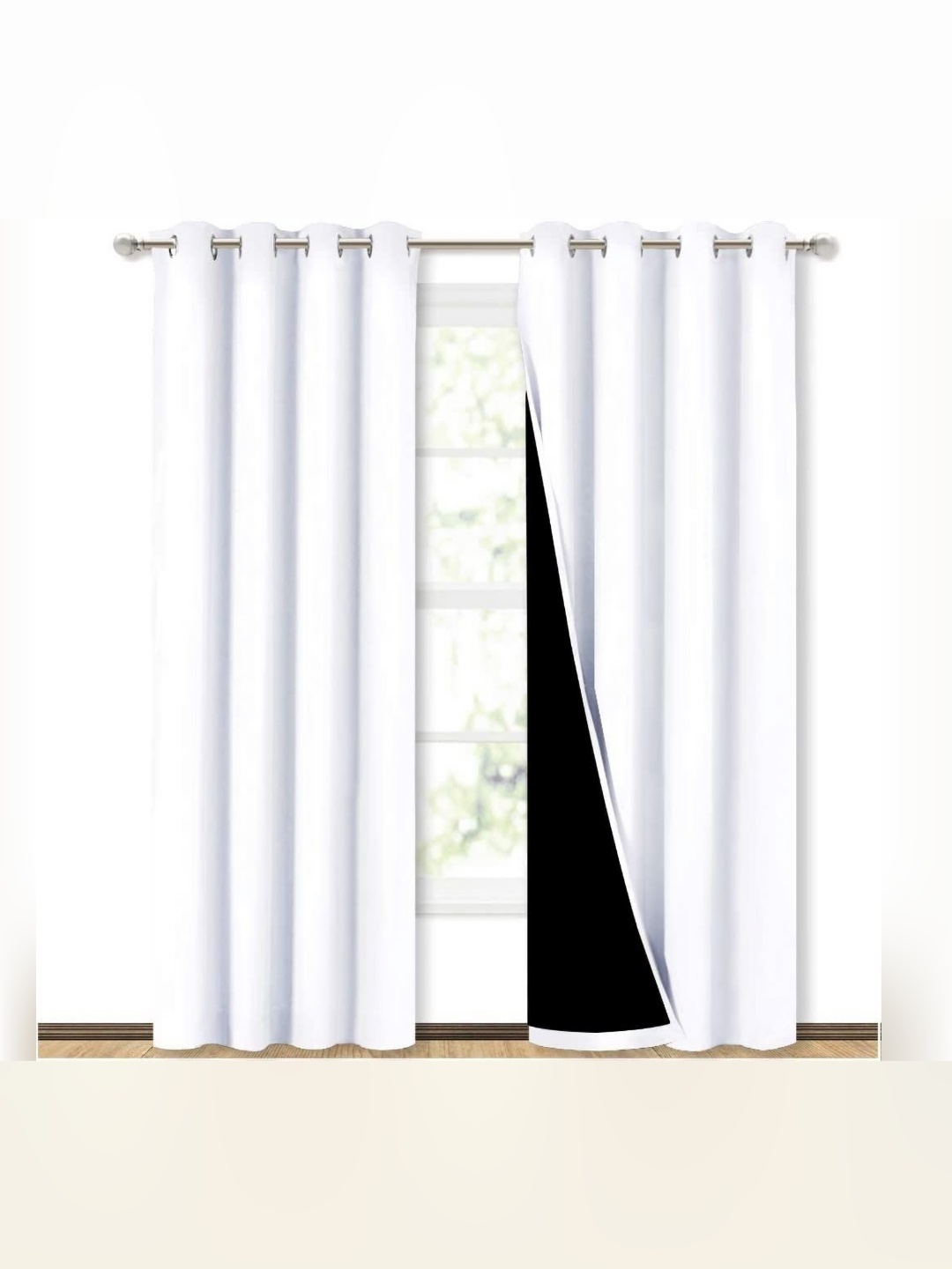 

BFAM White & Black Black Out Window Curtain