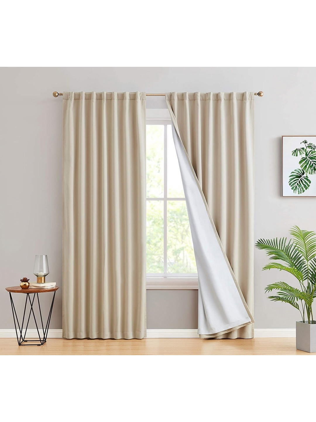 

BFAM Cream & White Black Out Window Curtain