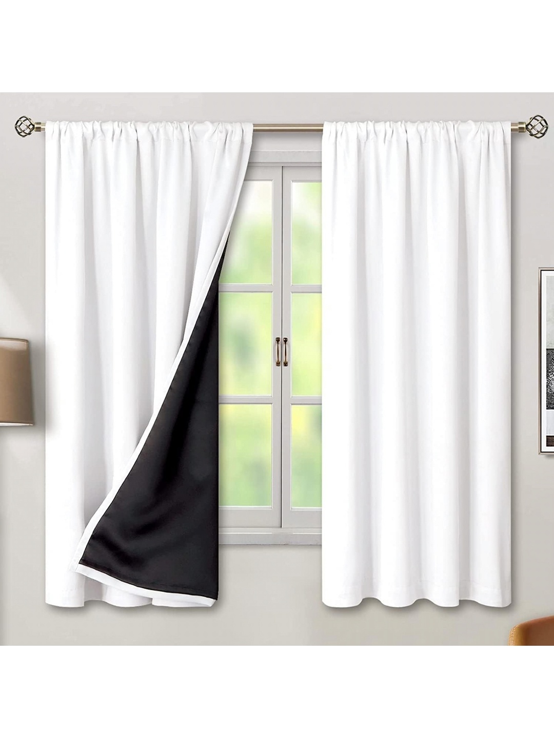 

BFAM White Black Out Long Door Curtain