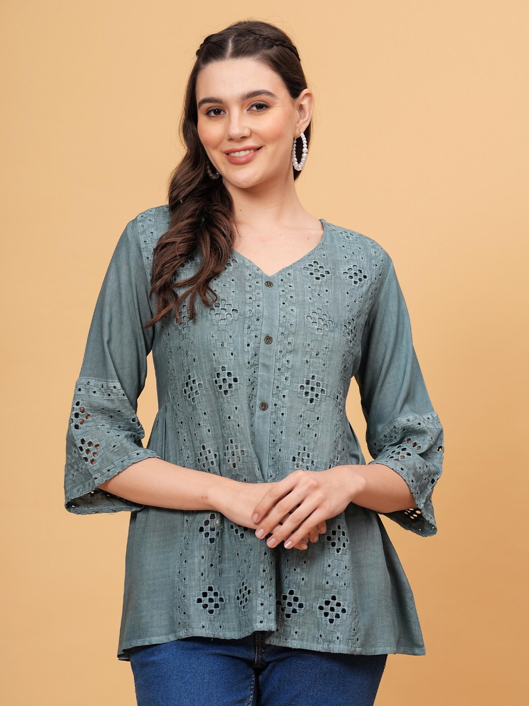 

CHIRAAI Ethnic Top, Grey