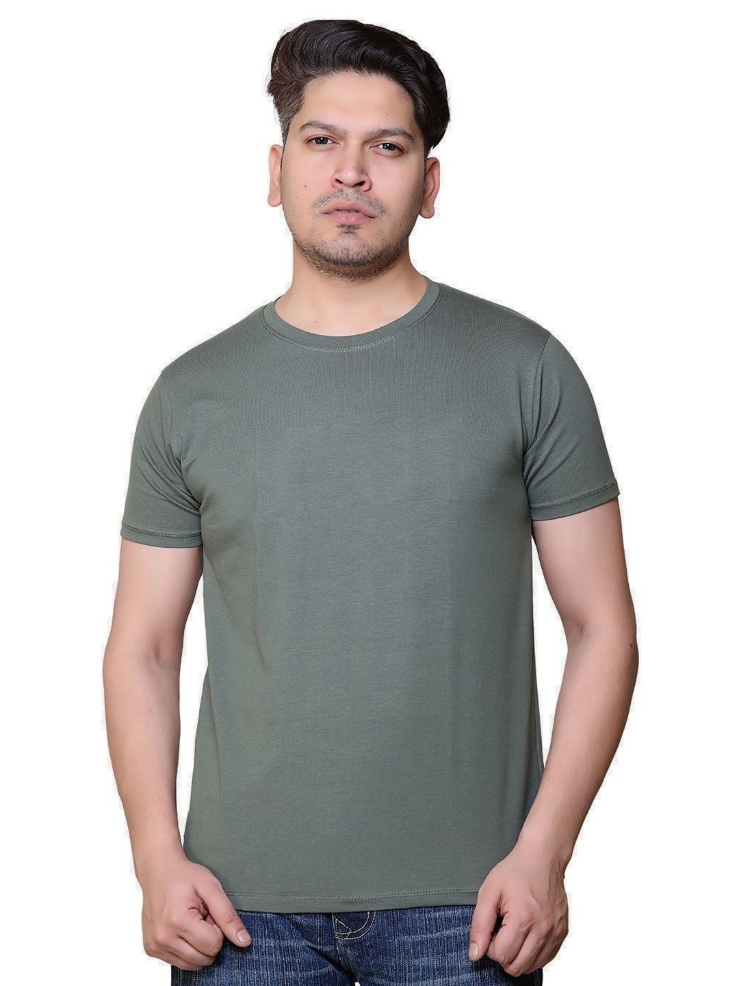 

Gajraj Men Raw Edge T-shirt, Olive