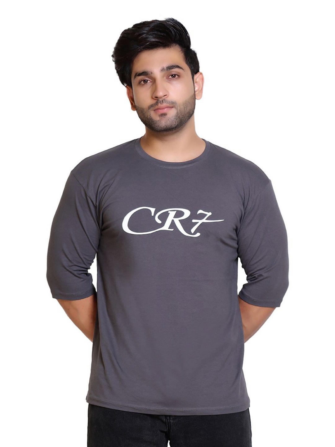 

Gajraj Men Typography Cristiano Ronaldo Printed Moisture Wicking T-shirt, Grey