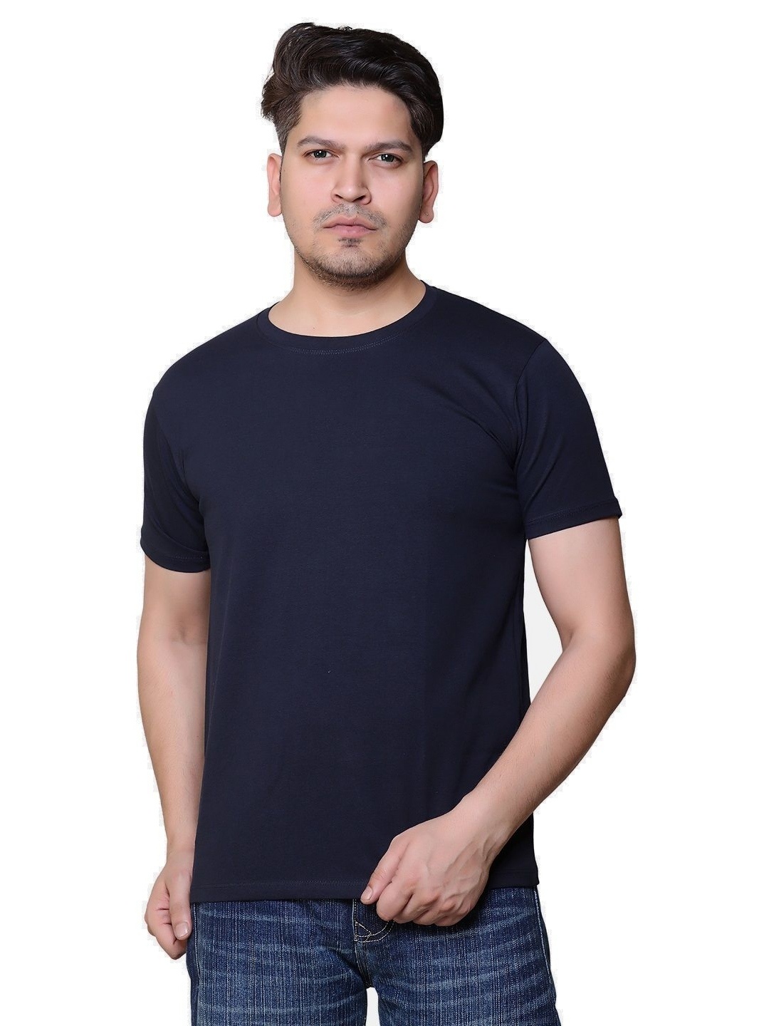 

Gajraj Men Raw Edge T-shirt, Navy blue