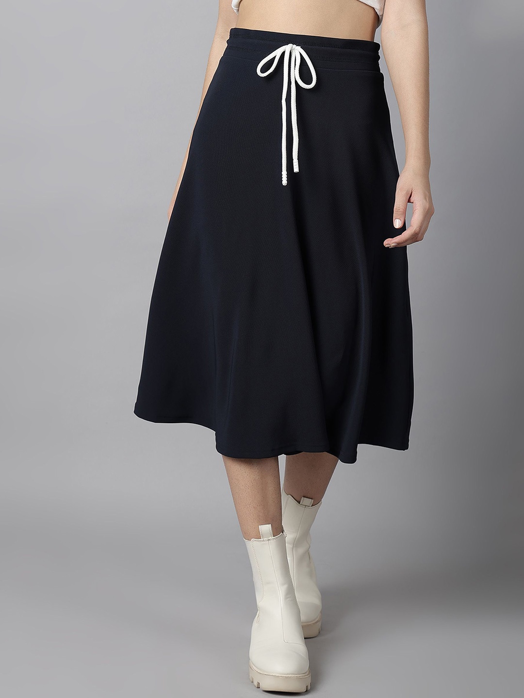 

BAESD Women Flared A-Line Midi Skirt, Navy blue