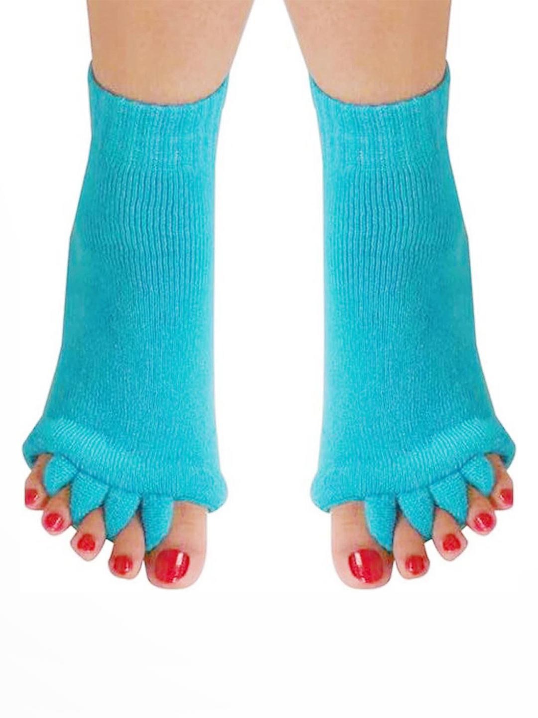 

Queue Cotton Ankle-Length Toe Separator Socks, Blue