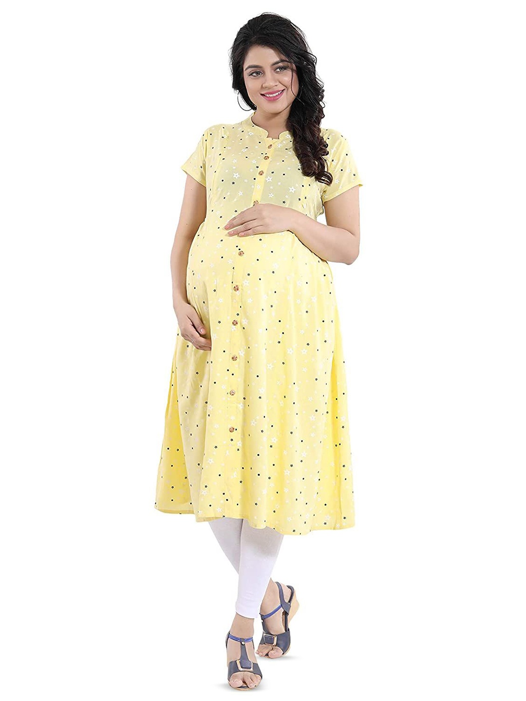 

SAGA Printed Maternity A-Line Kurta, Cream