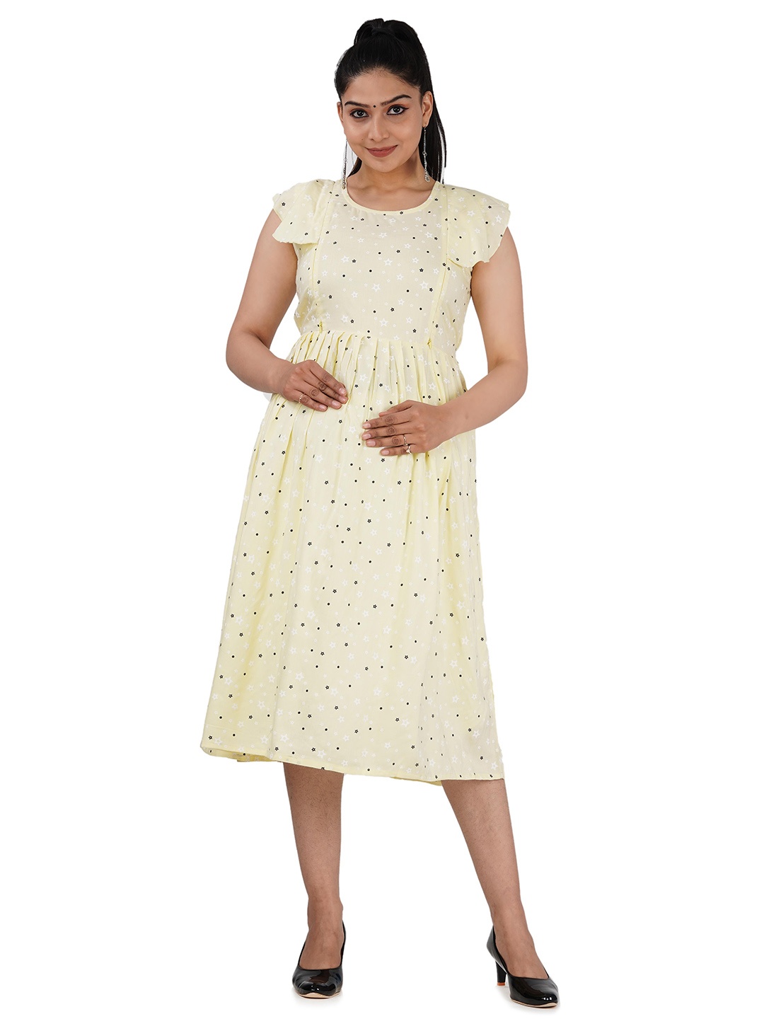 

SAGA Printed Maternity A-Line Kurta, Cream