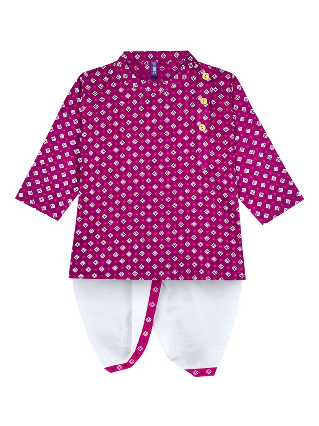 

BAESD Boys Printed Straight Kurta with Dhoti Pants, Purple