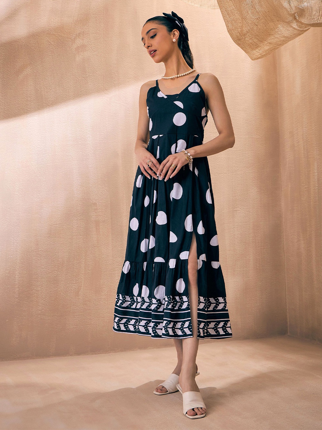

Pink Paprika by SASSAFRAS Printed Wrap Midi Dress, Teal