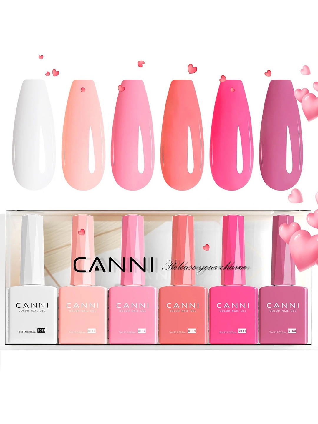 

CANNI Hema Free Set Of 6 UV Soak Off Gel Nail Polish - 9ml Each - 2311, White