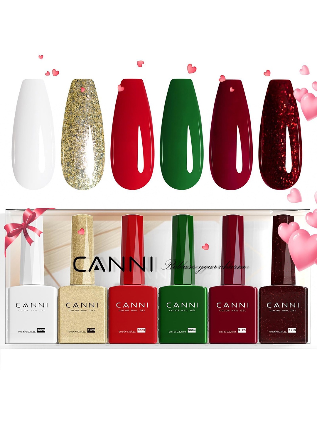 

CANNI Hema Free Set Of 6 UV Soak Off Gel Nail Polish - 9ml Each - 2315, Green