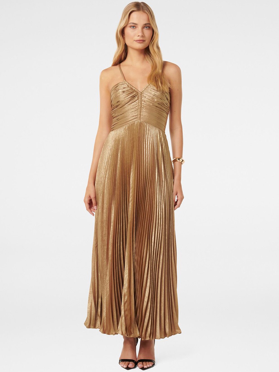 

Forever New Shoulder Straps Maxi Dress, Gold