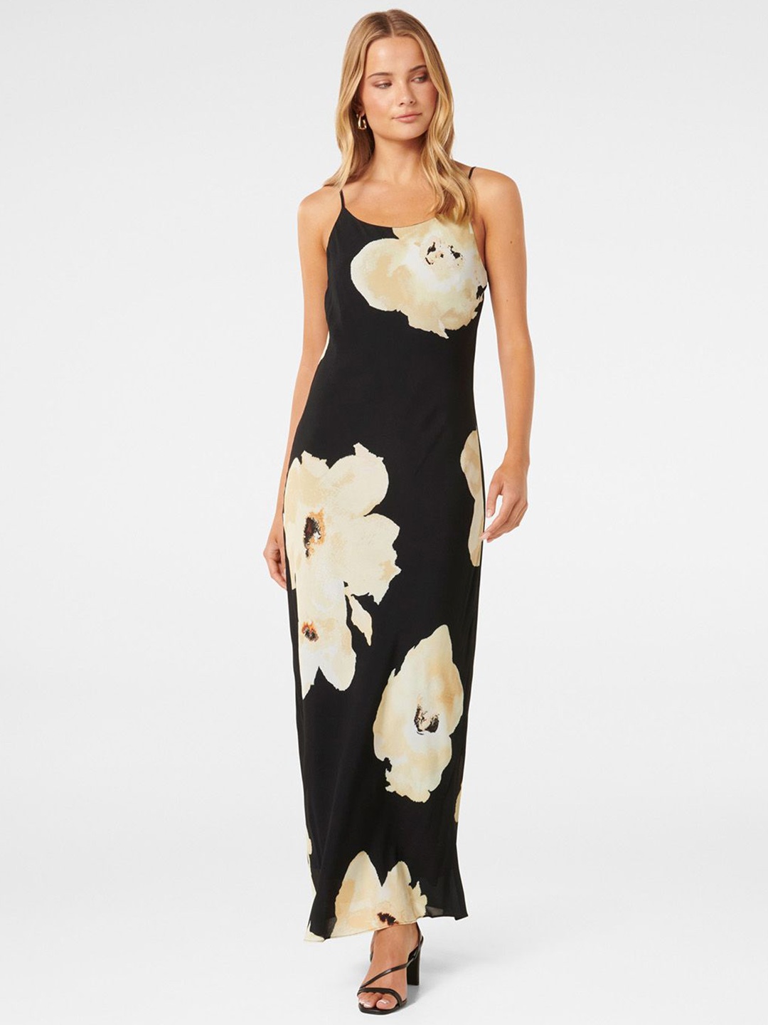 

Forever New Floral Printed Shoulder Straps Maxi Dress, Black