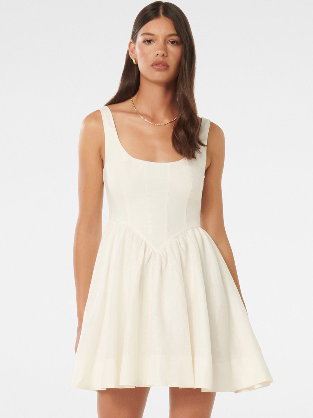 

Forever New Linen Fit & Flare Mini Dress, White
