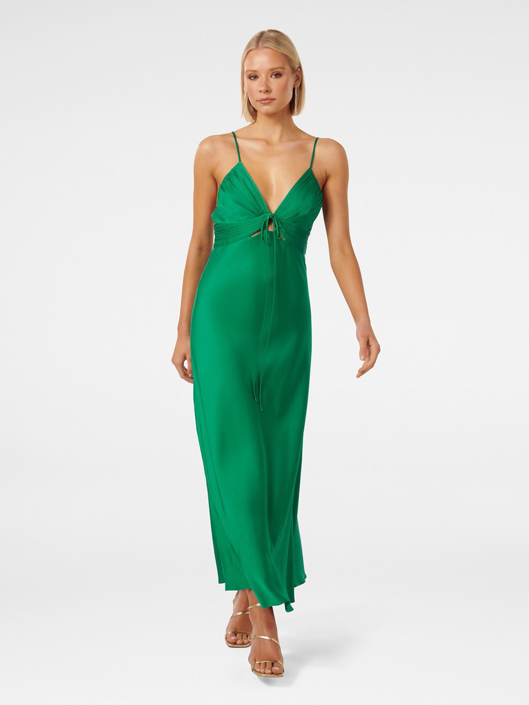 

Forever New Cut-Out Detail Satin Maxi Dress, Green