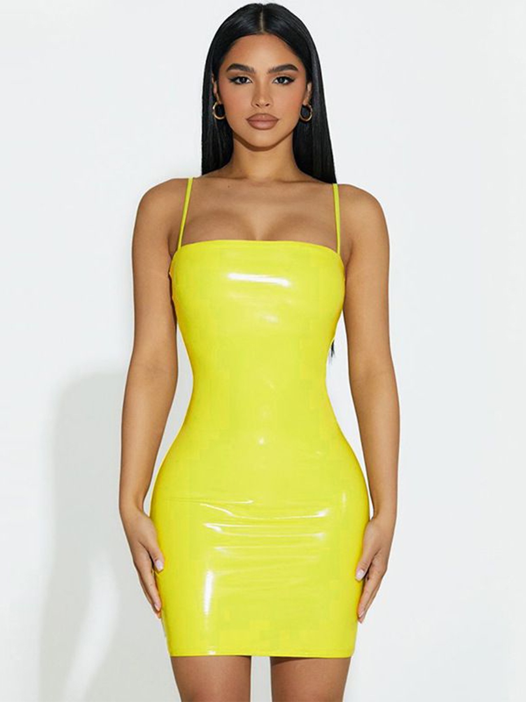 

StyleCast x Revolte Women Solid Shoulder Straps Bodycon Dress, Yellow