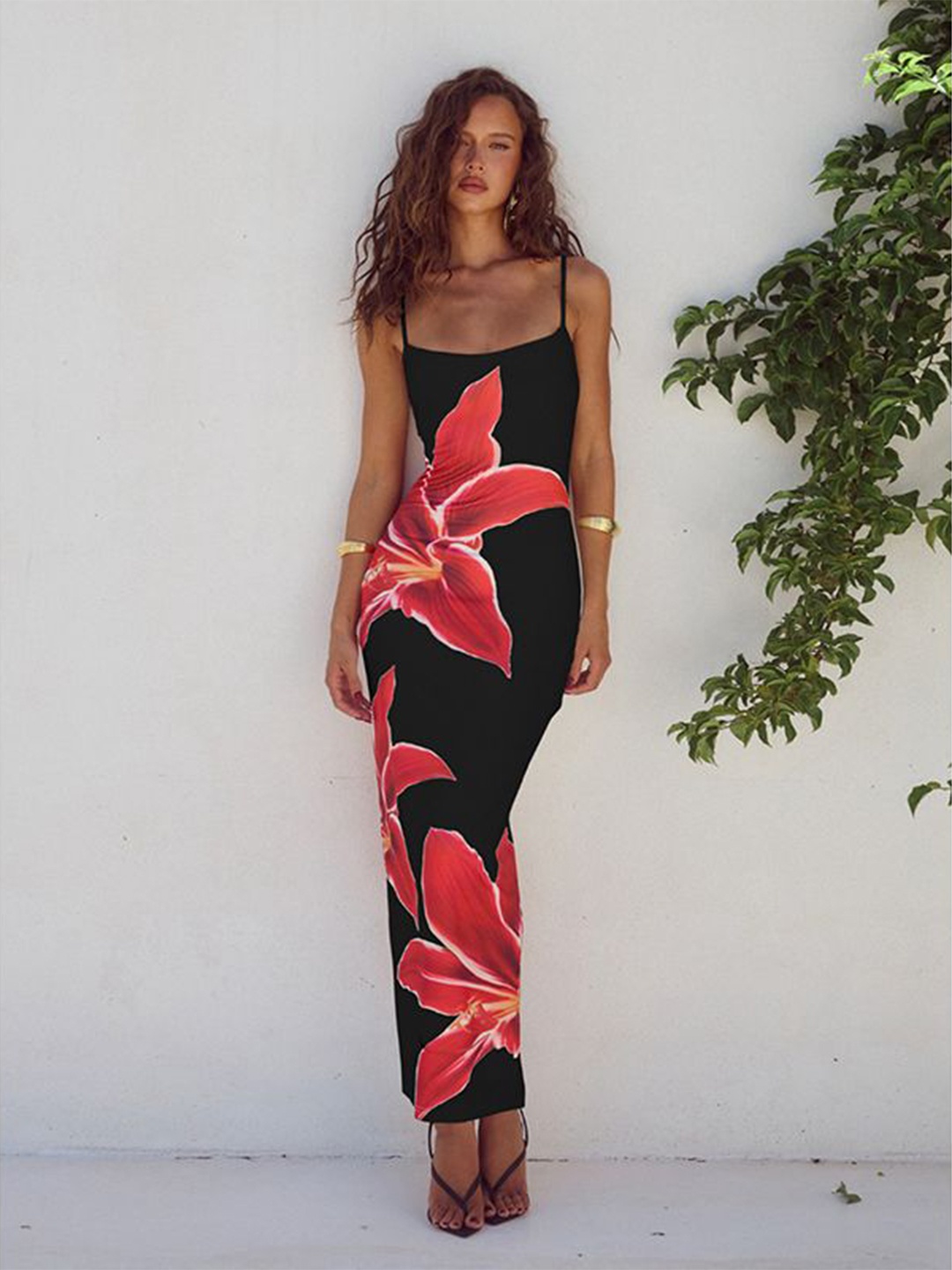 

StyleCast x Revolte Women Floral Printed Maxi Bodycon Dress, Black