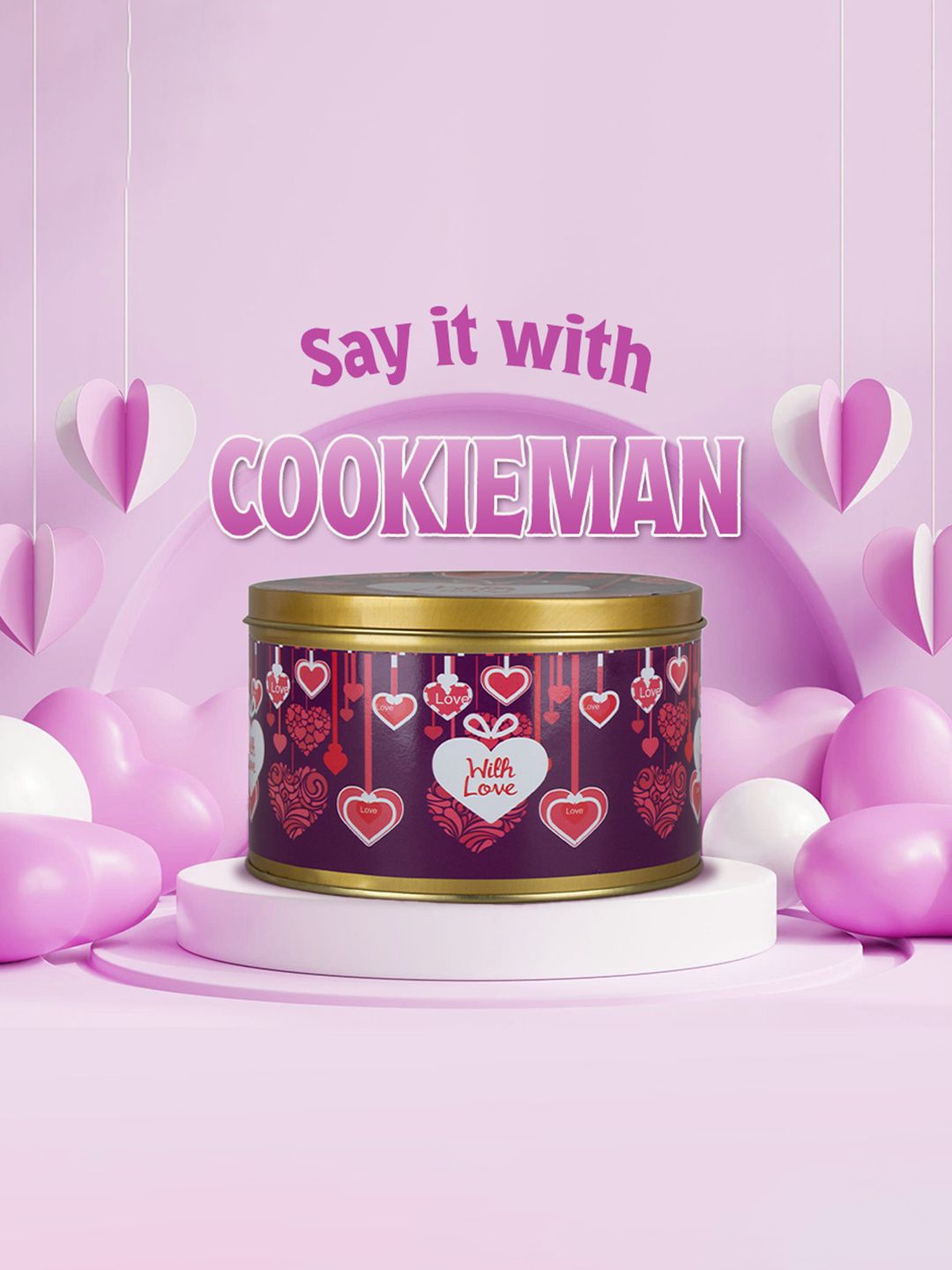 

Cookieman Cookies with Love Gift Tin - 300g, Purple