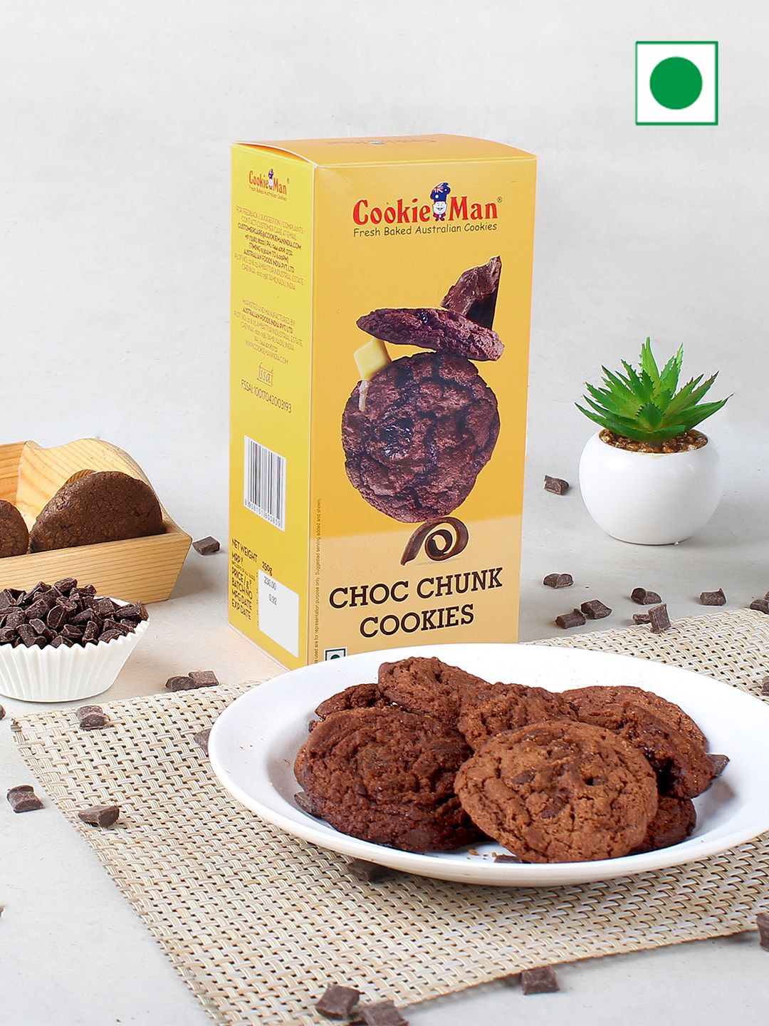 

Cookieman Choc Chunk Cookies 250g, Yellow