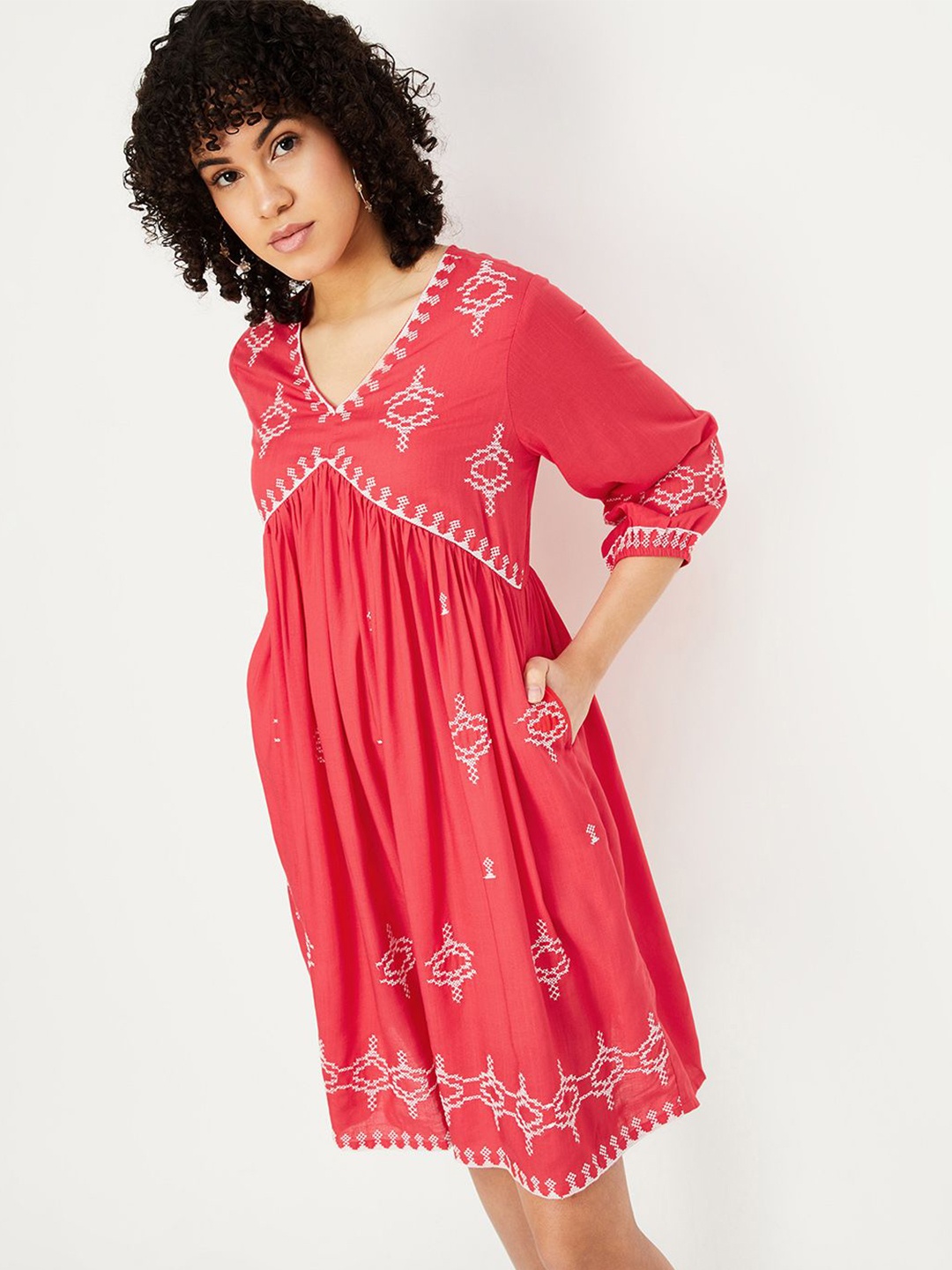 

max Floral Fit & Flare Dress, Pink