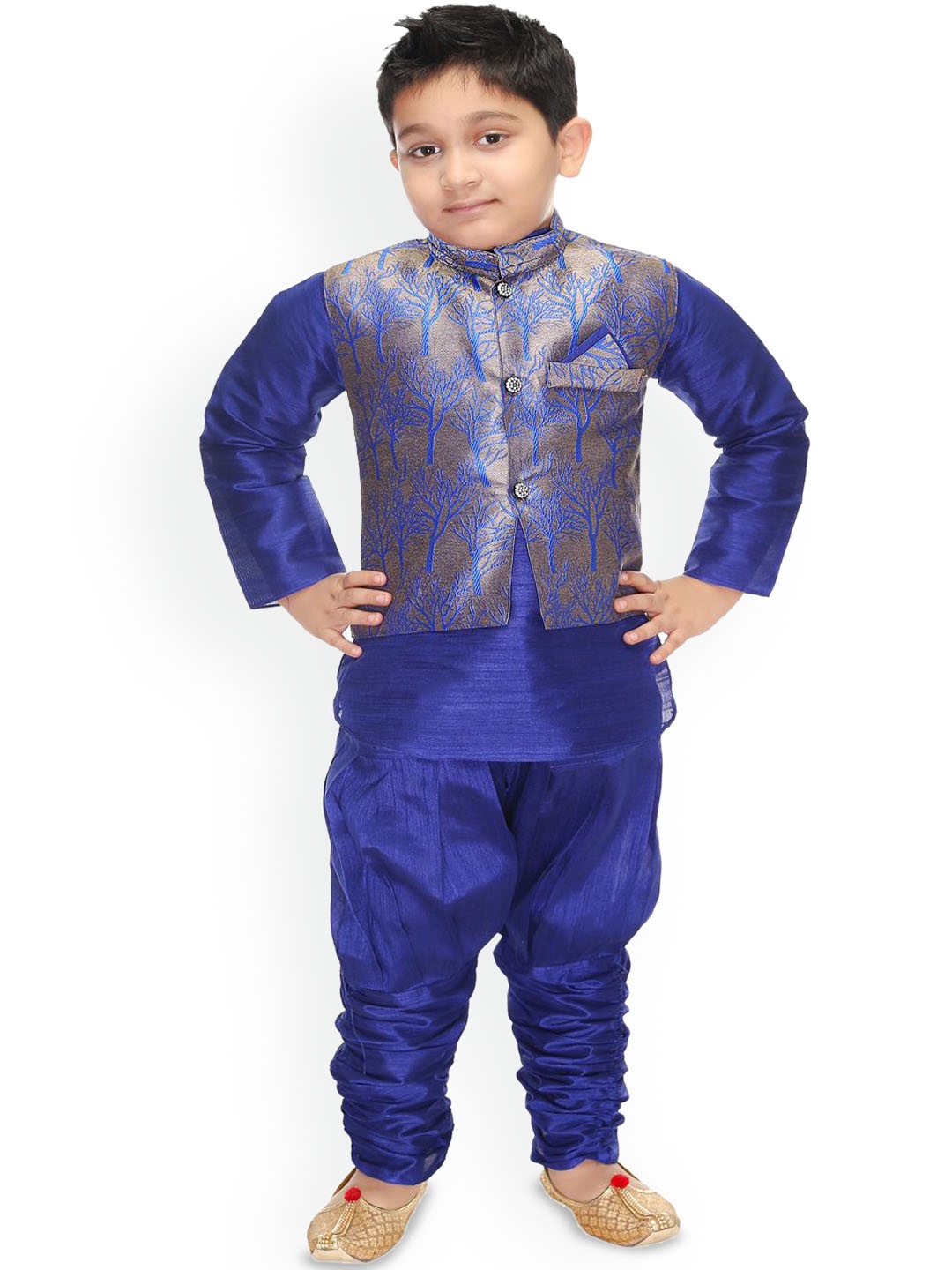 

BAESD Boys Mandarin Collar Kurta With Patiala, Blue