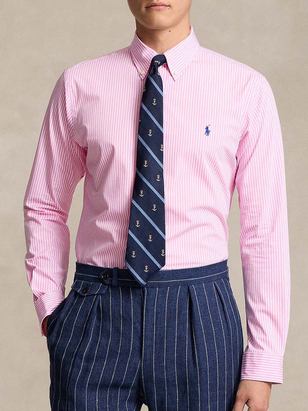 

Polo Ralph Lauren Men Striped Custom Fit Shirts, Pink