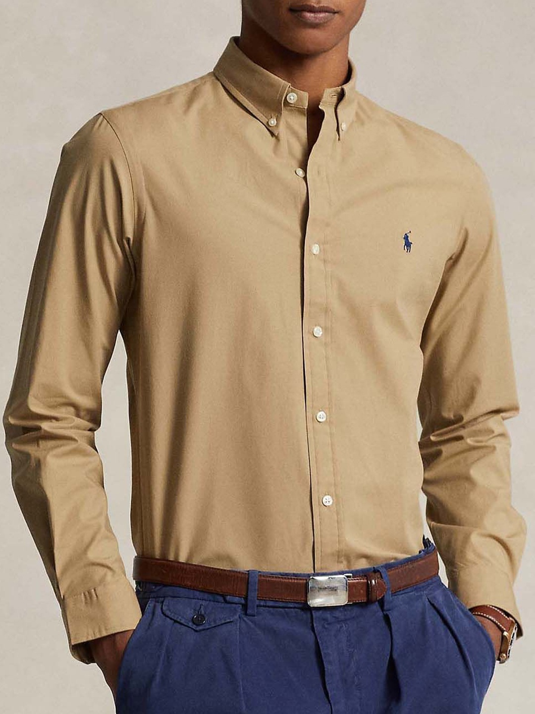 

Polo Ralph Lauren Men Solid Custom Fit Casual Shirts, Beige