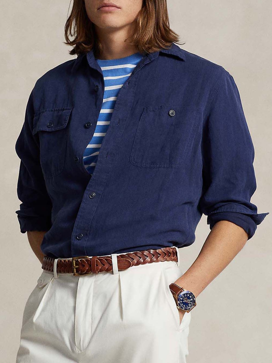 

Polo Ralph Lauren Linen Classic-Fit Workshirt, Navy blue