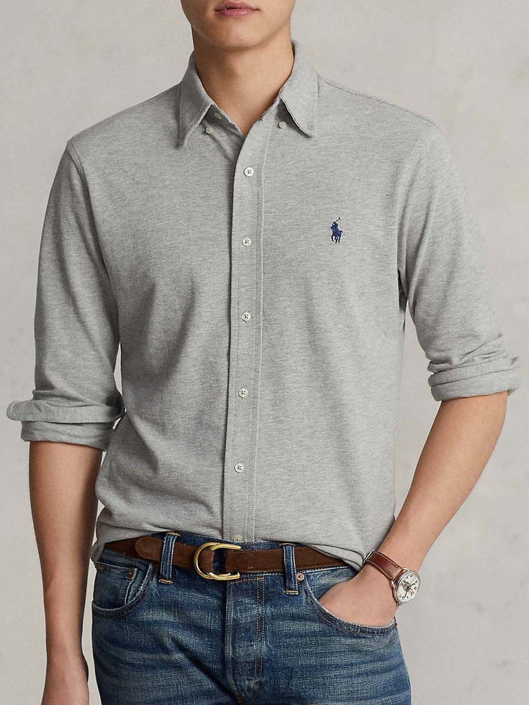 

Polo Ralph Lauren Men Cotton Featherweight Regular Casual Shirt, Grey