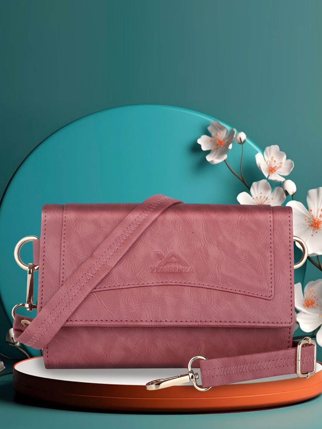 

YESSBENZA Textured Embellished Shopper Sling Bag, Pink