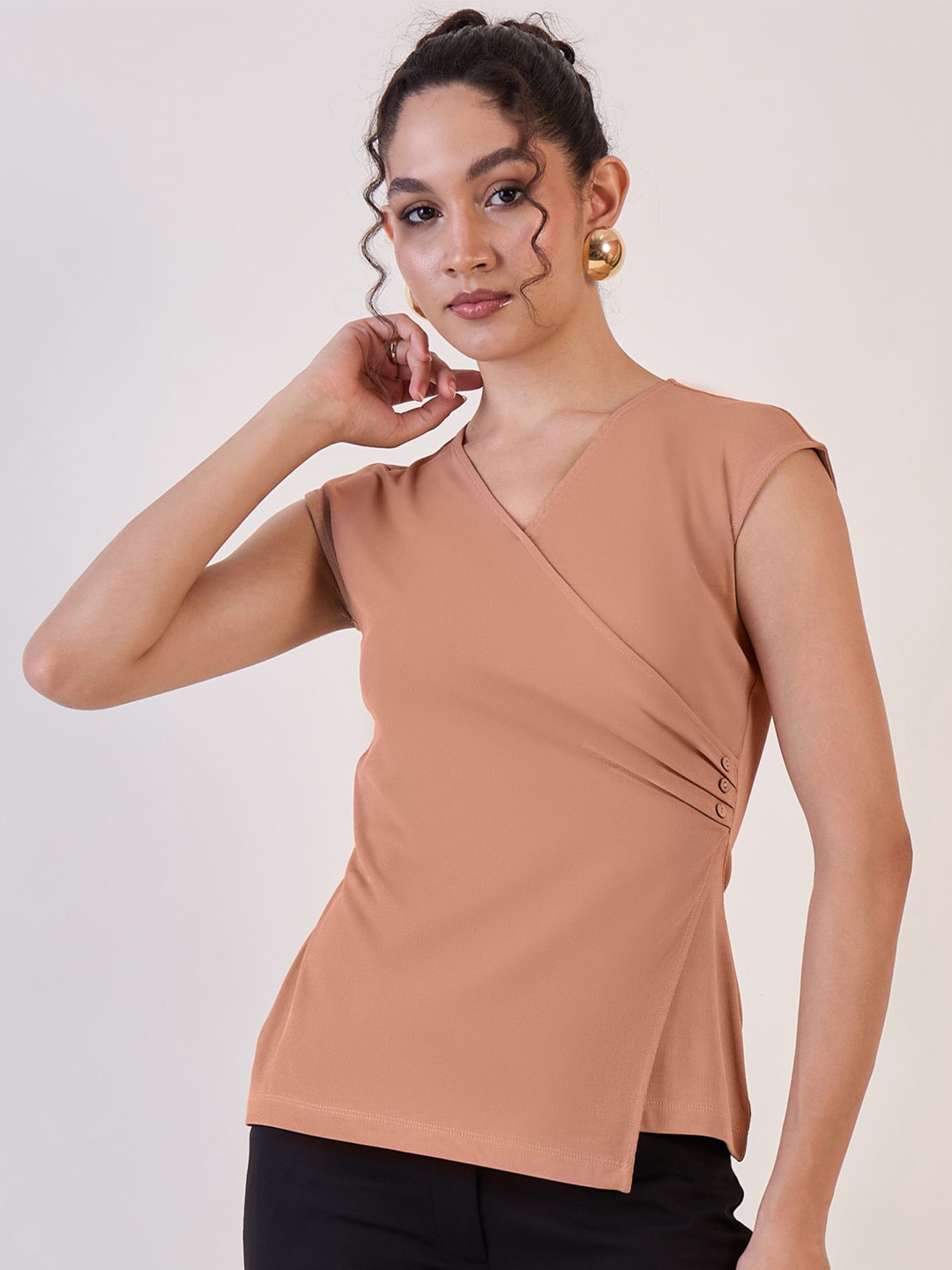 

PowerSutra Women V-Neck Wrap Top, Brown