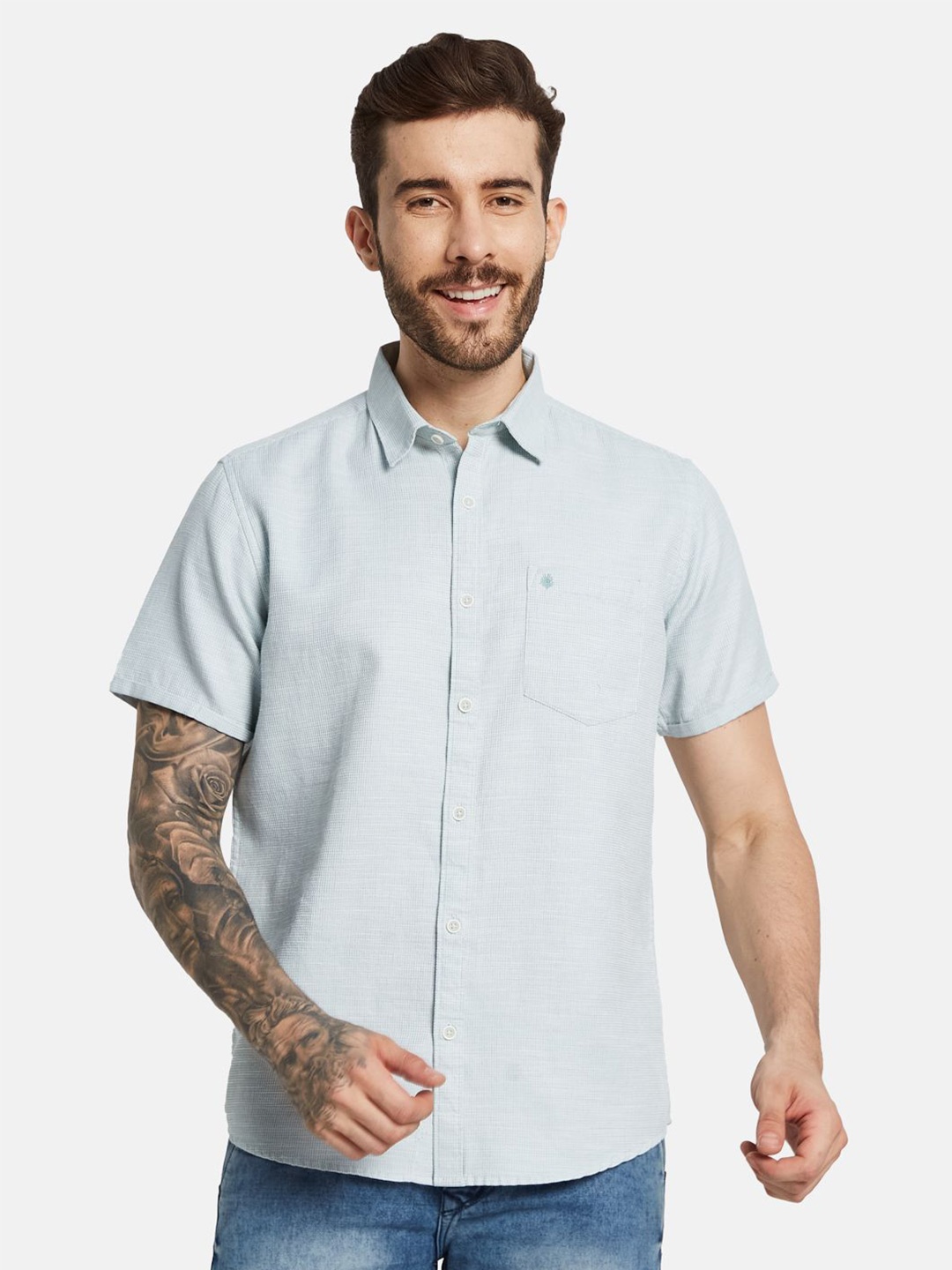 

METTLE Men Opaque Casual Shirt, Off white