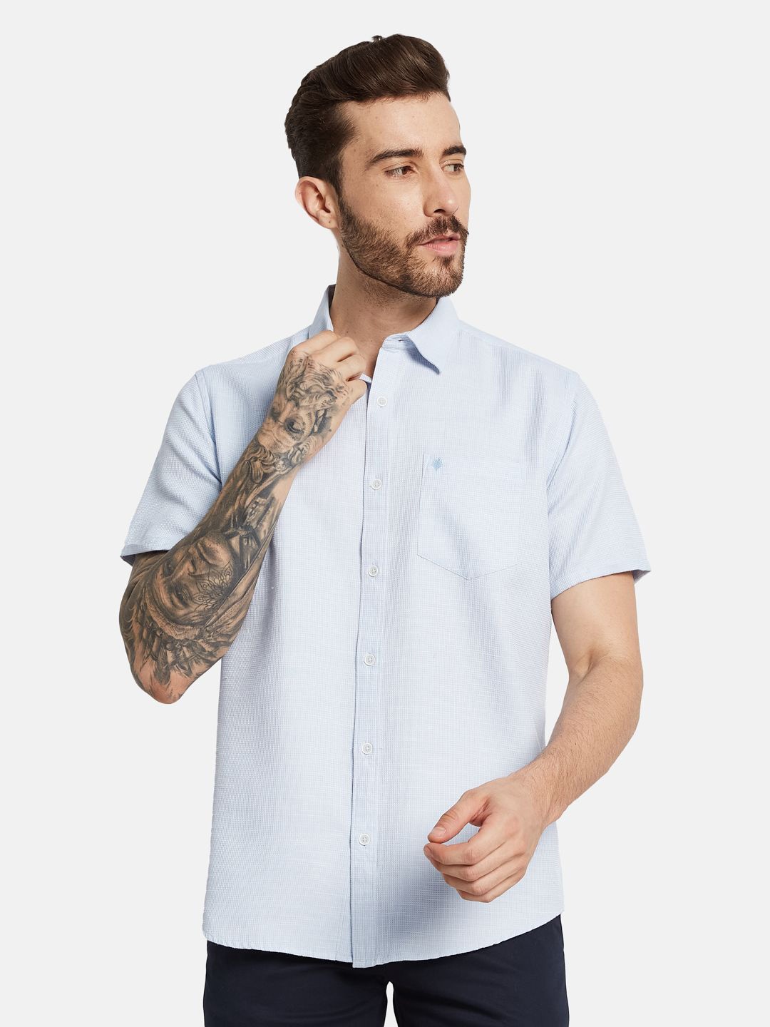 

METTLE Men Opaque Casual Shirt, Blue