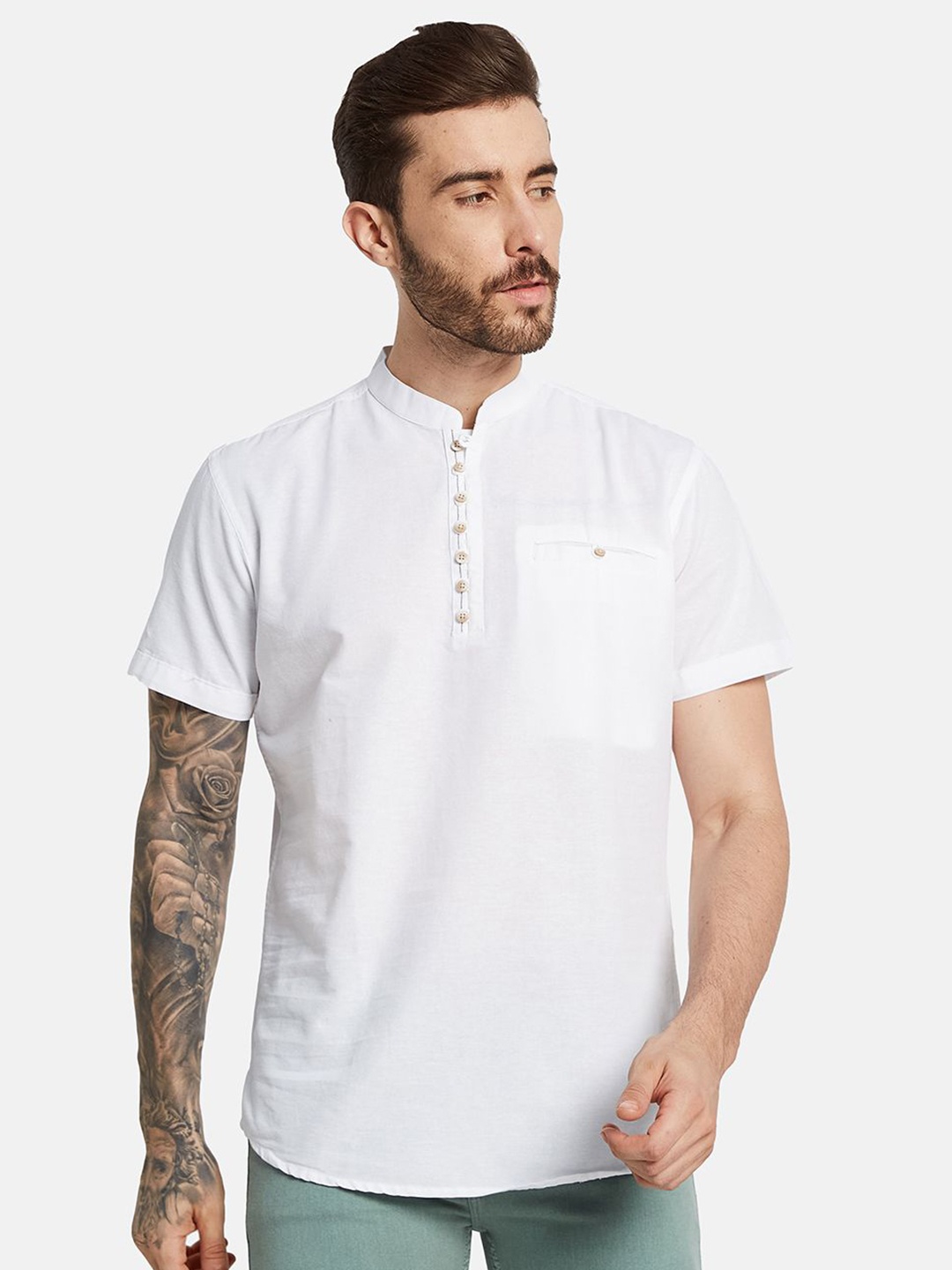 

METTLE Men Opaque Casual Shirt, White