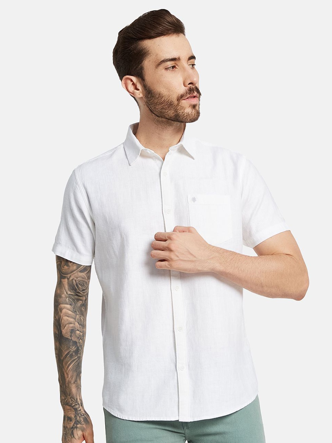 

METTLE Men Opaque Casual Shirt, White