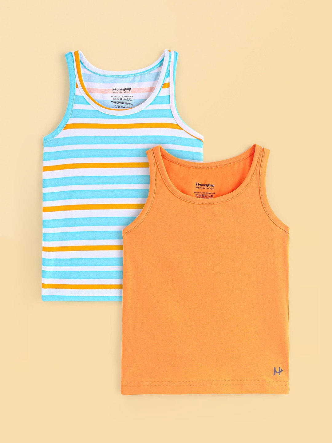 

Honeyhap Boys Pack Of 2 Printed Innerwear Vests- 17502408, Blue