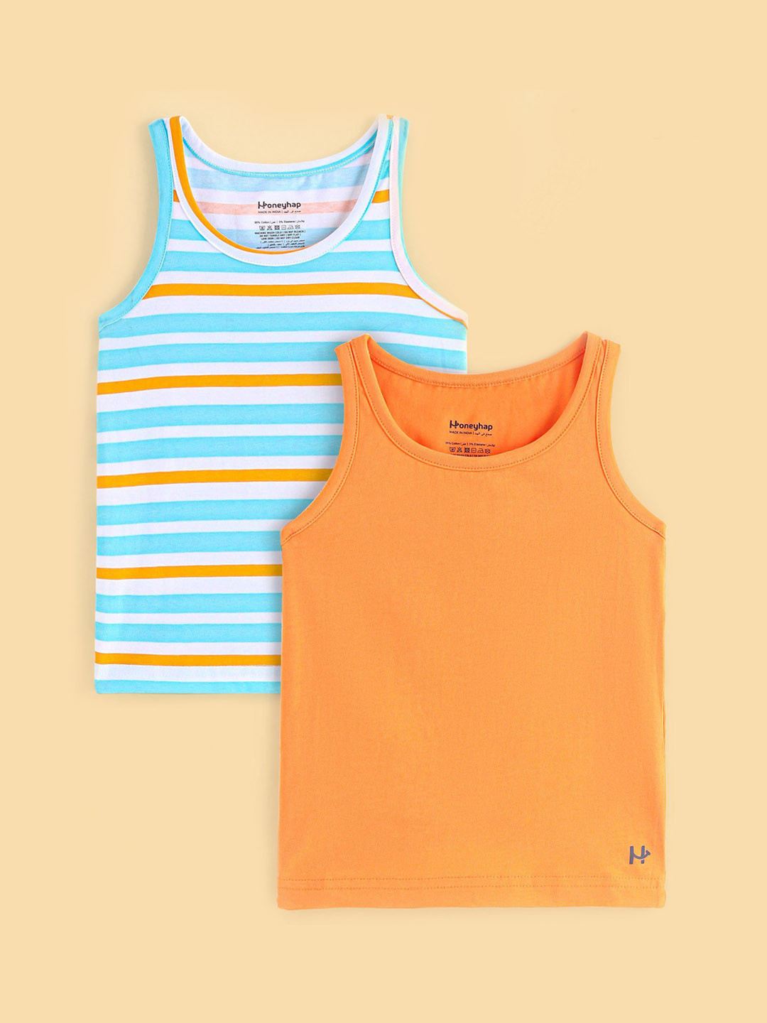 

Honeyhap Boys Pack Of 2 Sleeveless Innerwear Vests, White